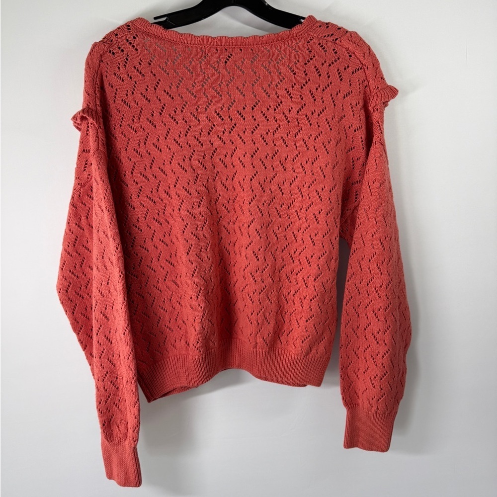 Marc New York Coral Knit Long Sleeve Ruffle Sweater Large NWT - Picture 7 of 7